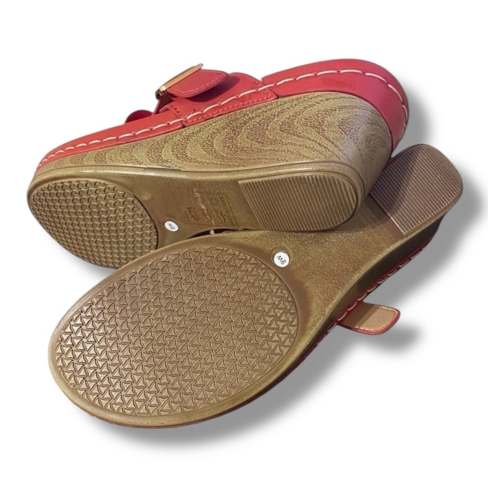 GC Sydney Rosette Padded Thong Wedge Sandals, Women’s 9W Coral NWOT - Picture 2 of 13